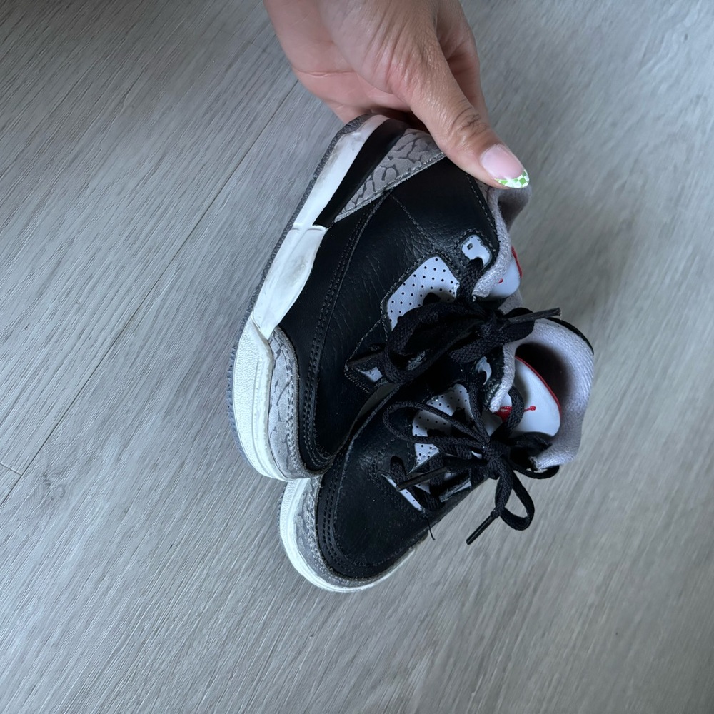 Air Jordan Cement 3’s Kids Black and White Sneakers